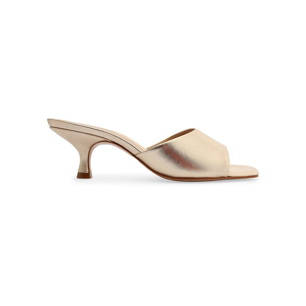 SCHUTZ Metallic Gold Open-Toe Mule Sandals